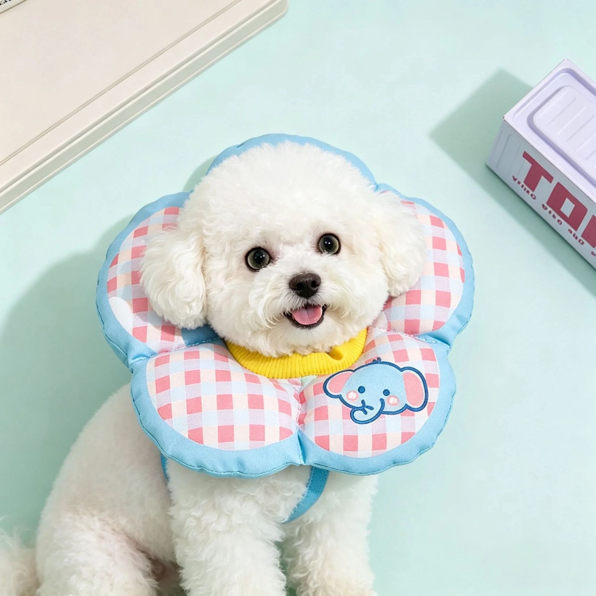 AMOOR Dog Cat Sunflower Cone Collar Polyester L Blue Elephant view 2