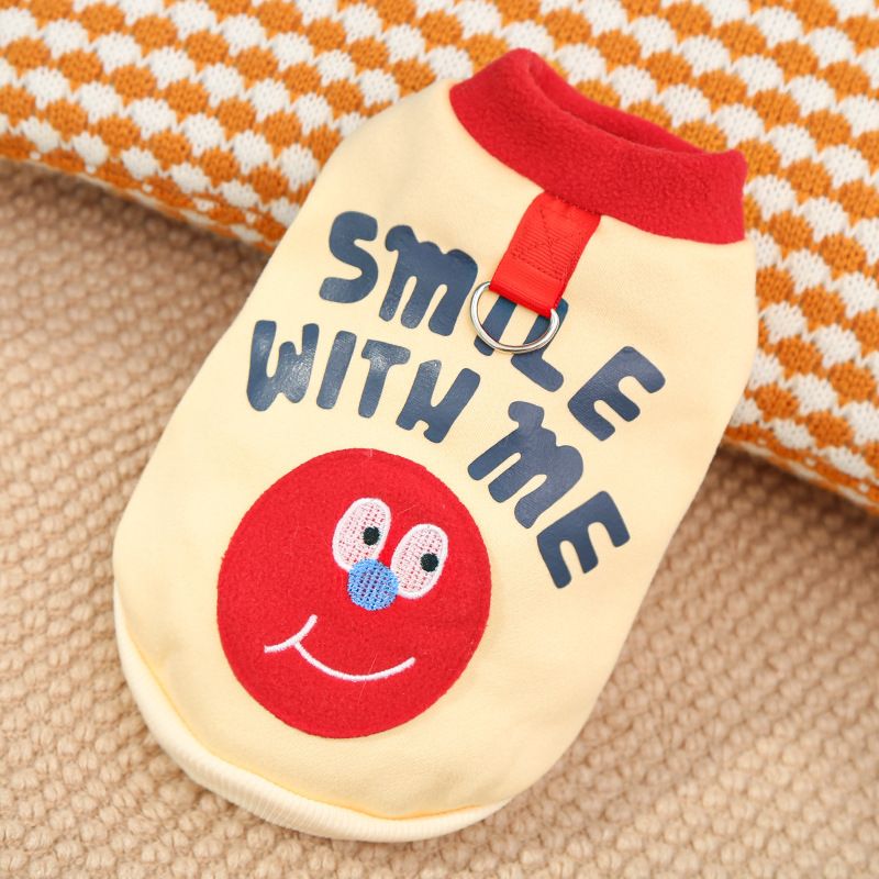 Dog Cat Fleece Hoodie Sweatshirt Smiley Face Apricot Yellow Smiley Face M — image 1