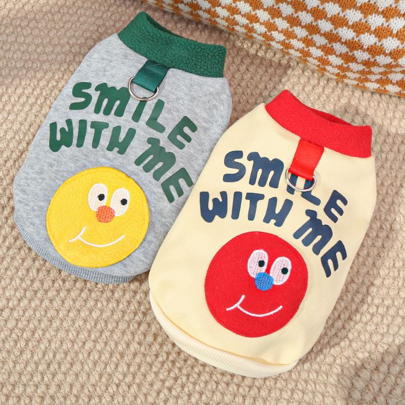 Dog Cat Fleece Hoodie Sweatshirt Smiley Face Apricot Yellow Smiley Face 4XL view 5