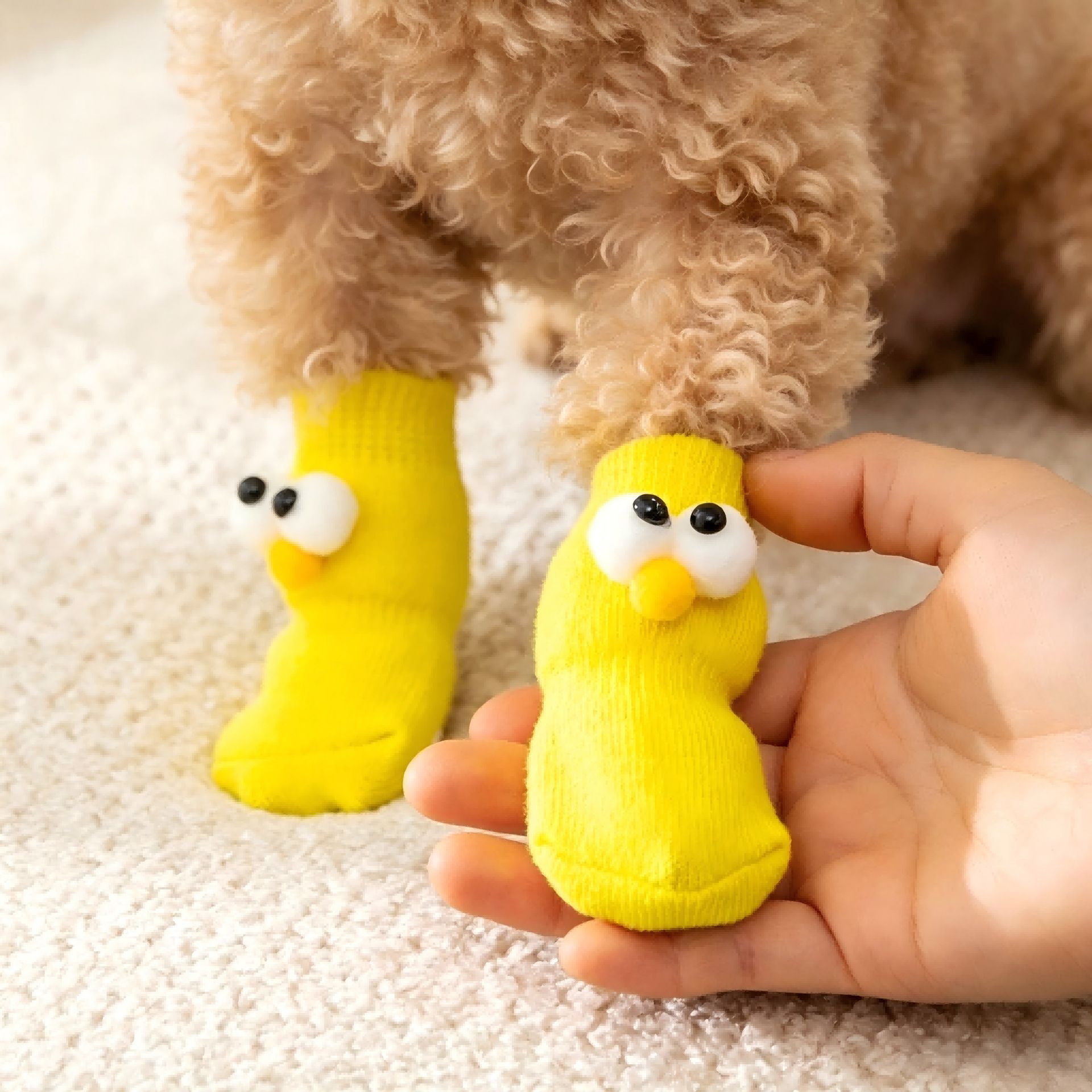 AMOOR Dog Socks Cartoon Non Slip 4 Pack Purple view 2