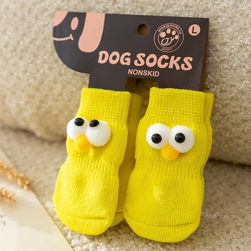 AMOOR Dog Socks Cartoon Non Slip 4 Pack Purple view 3