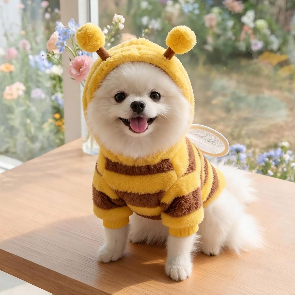 AMOOR Cute Bee Dog Hoodie Leash Bumblebee Hoodie view 5