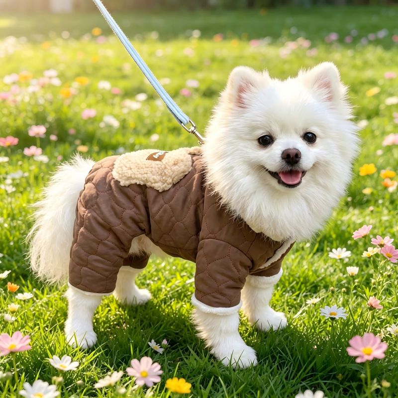 AMOOR Dog Winter 4 Leg Coat Hooded Rabbit Ears Coffee XS view 2