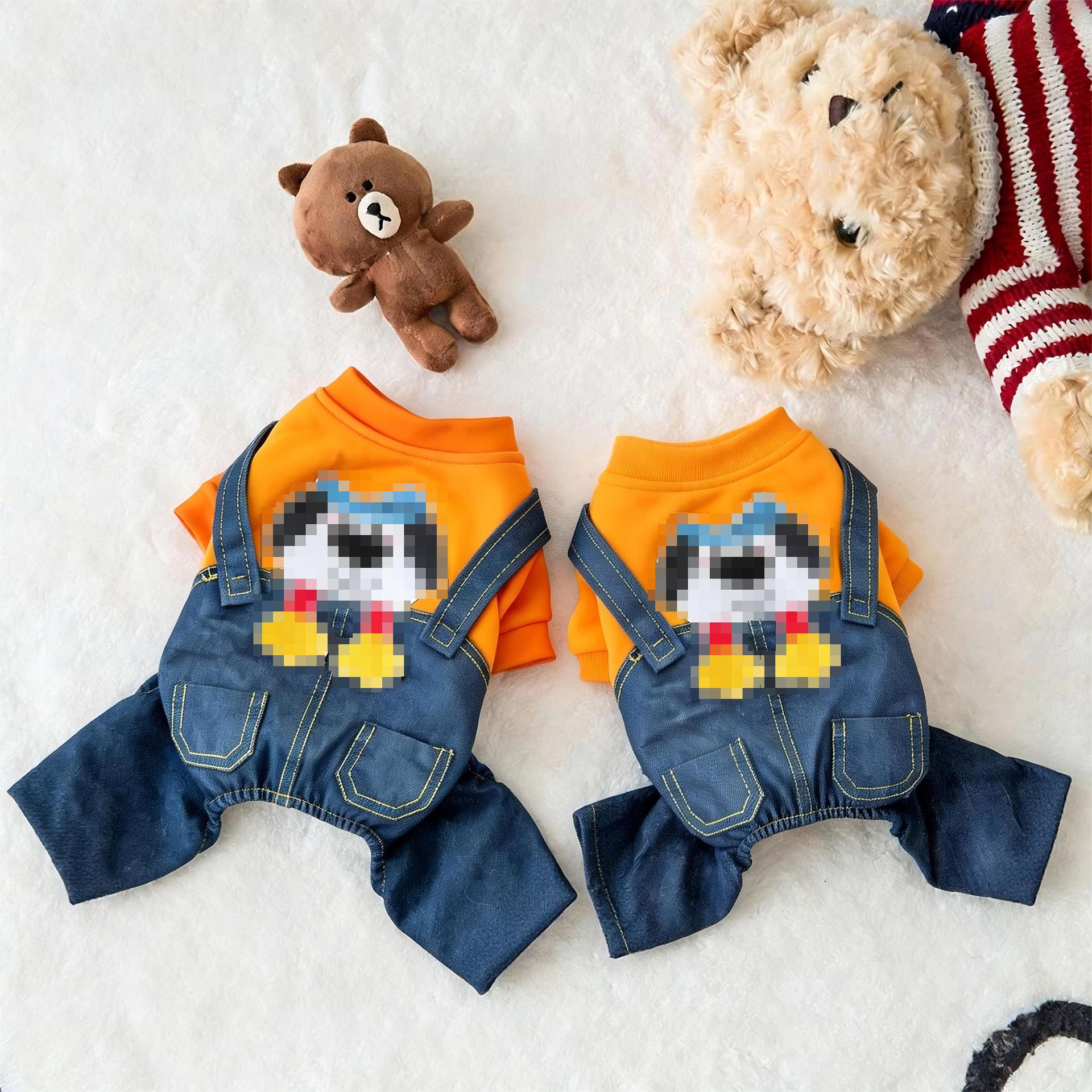 AMOOR Fleece Dog Jumpsuit Winter 4 Leg Orange S view 3
