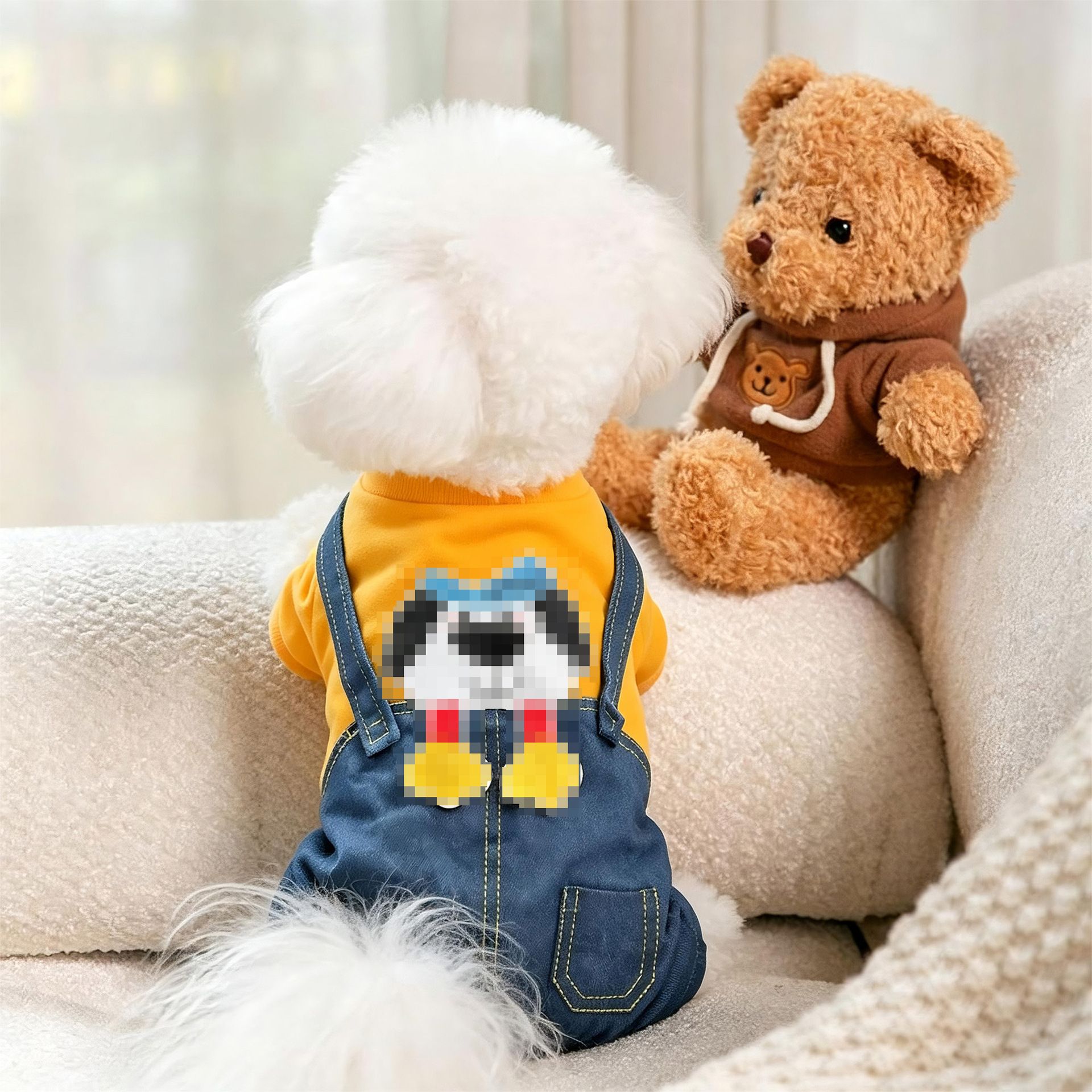 AMOOR Fleece Dog Jumpsuit Winter 4 Leg Orange view 2