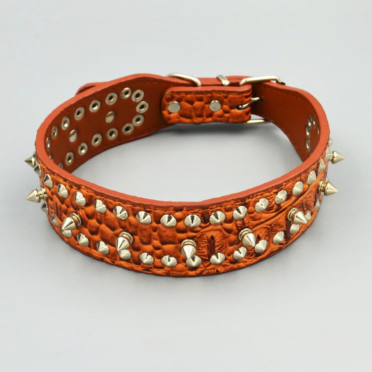 Chenjia Leather Dog Collar Large Breed Blue Brown 4.3*58cm — image 1