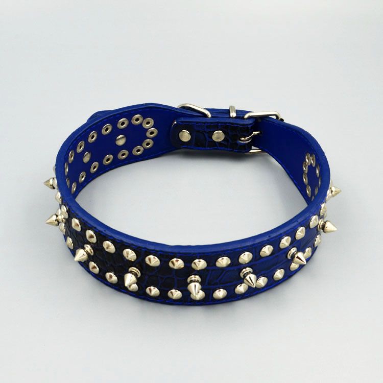 Chenjia Leather Dog Collar Large Breed Blue Wine red 4.3*58cm view 3