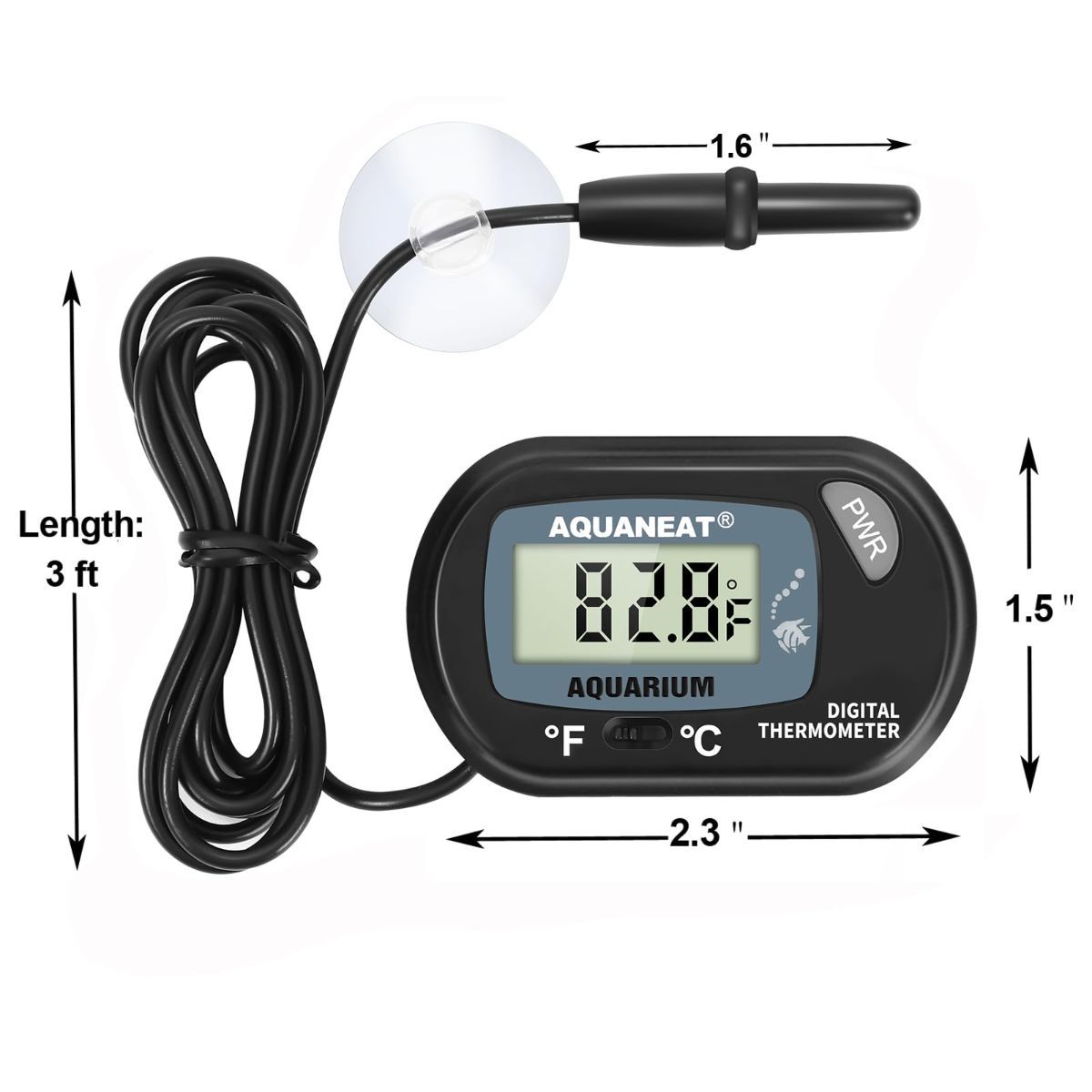 Aquarium Thermometer, Fish Tank Thermometer, Digital Temperature Test, with view 2
