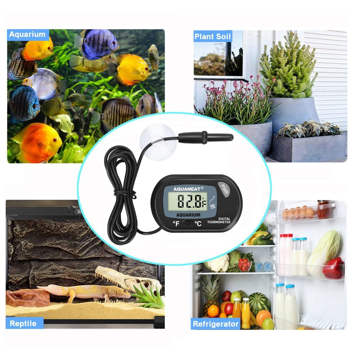 Aquarium Thermometer, Fish Tank Thermometer, Digital Temperature Test, with view 6