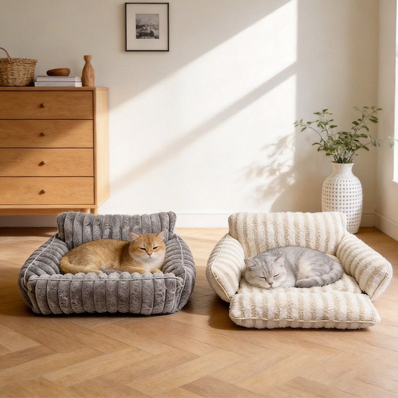 Cozy Foldable Pet Sofa Bed with Plush Sherpa Fleece – A Portable