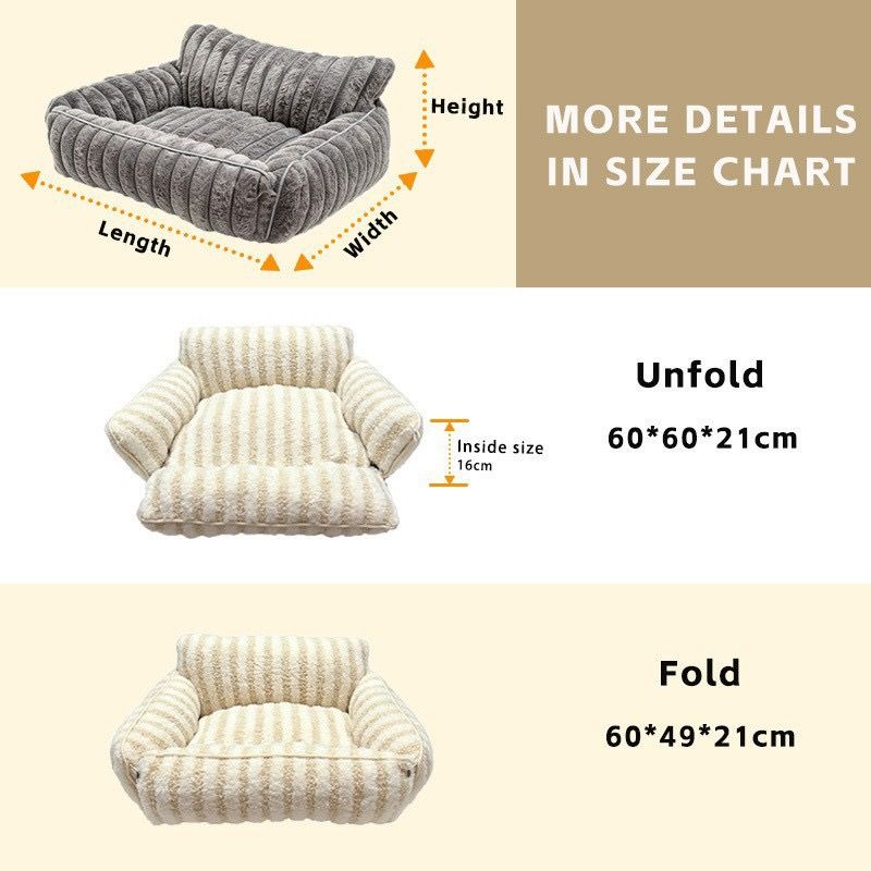 Cozy Foldable Pet Sofa Bed with Plush Sherpa Fleece – A Portable view 2