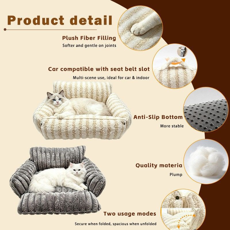 Cozy Foldable Pet Sofa Bed with Plush Sherpa Fleece – A Portable view 5