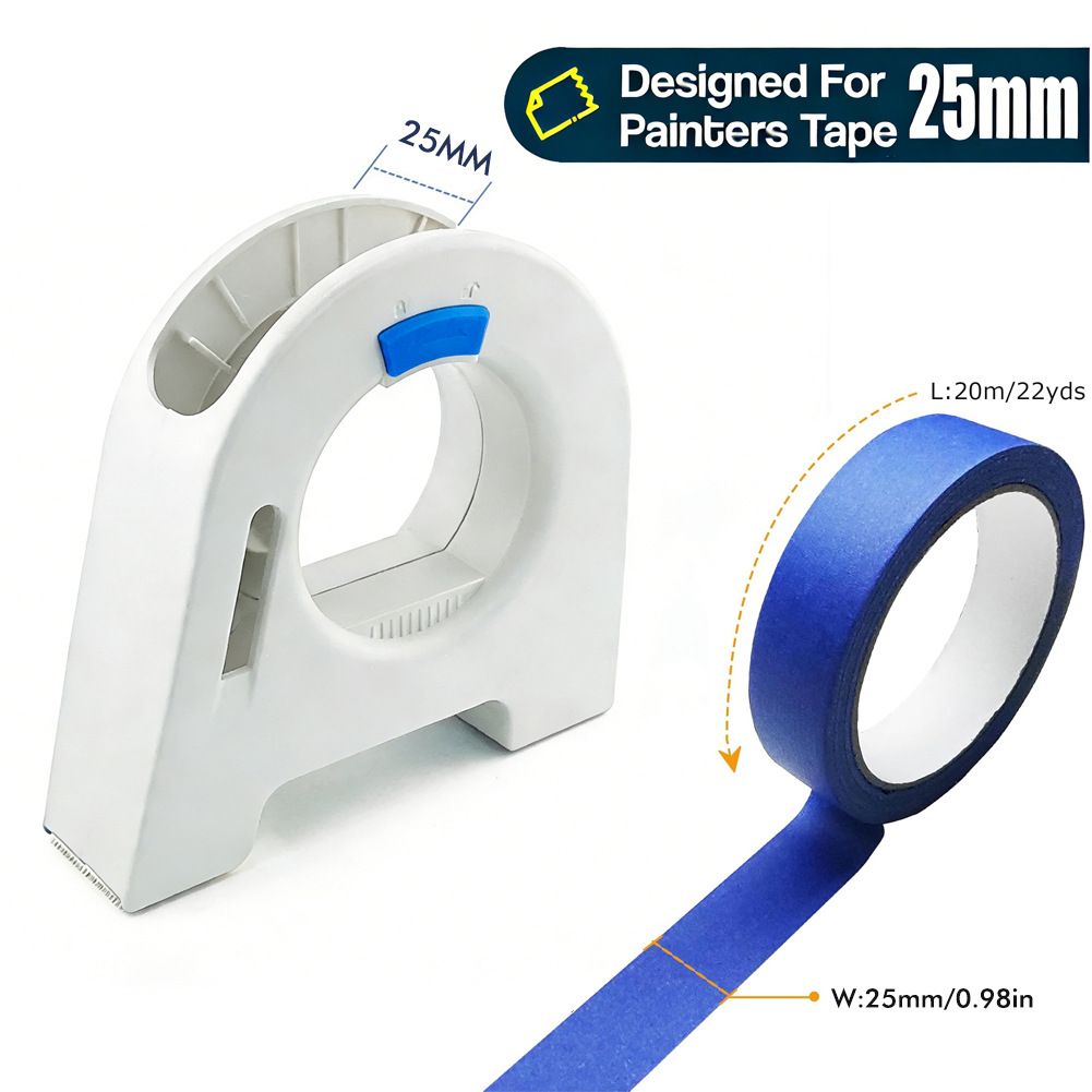 Masking Tape Dispenser with Serrated Metal Cutting Edge Ergonomic Arch Design view 8