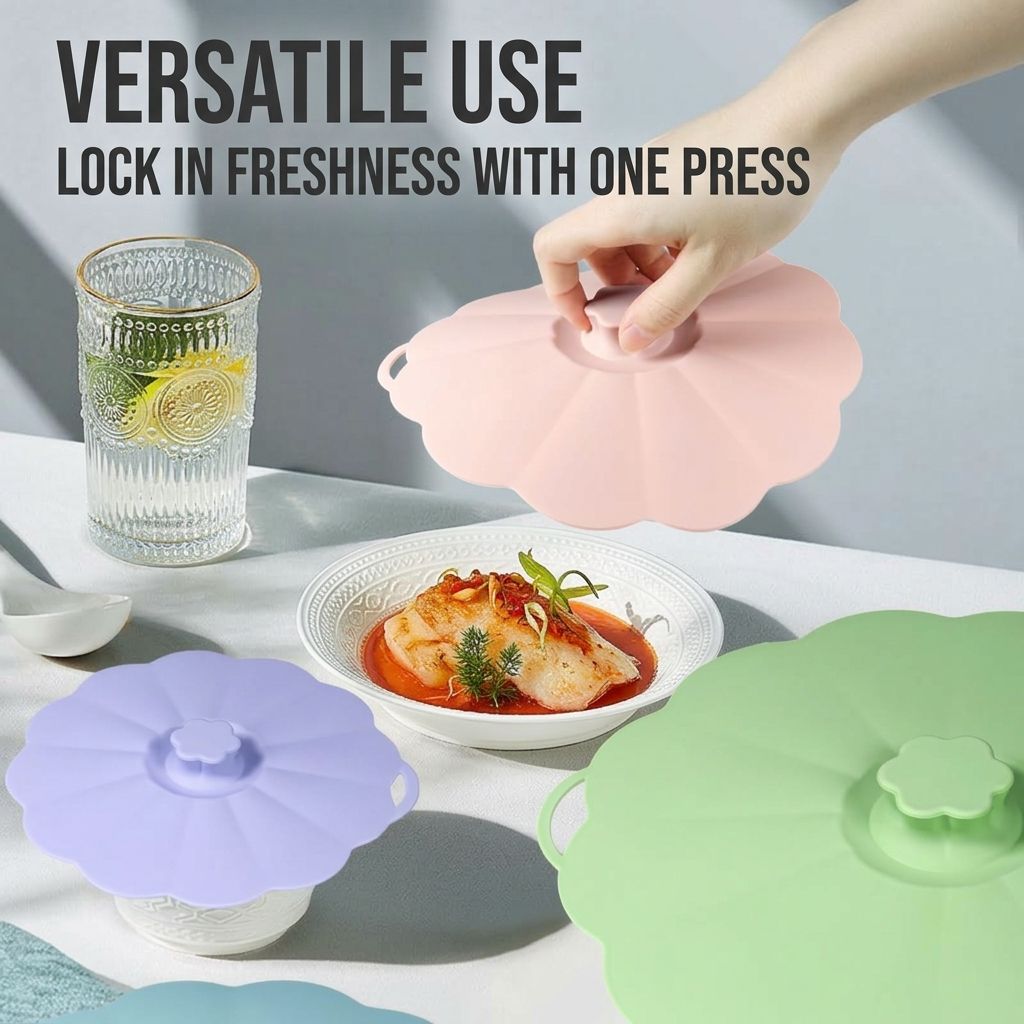 Food-Grade Silicone Stretchable Sealing Lids Set of 5 – Leak-Proof Reusable view 4