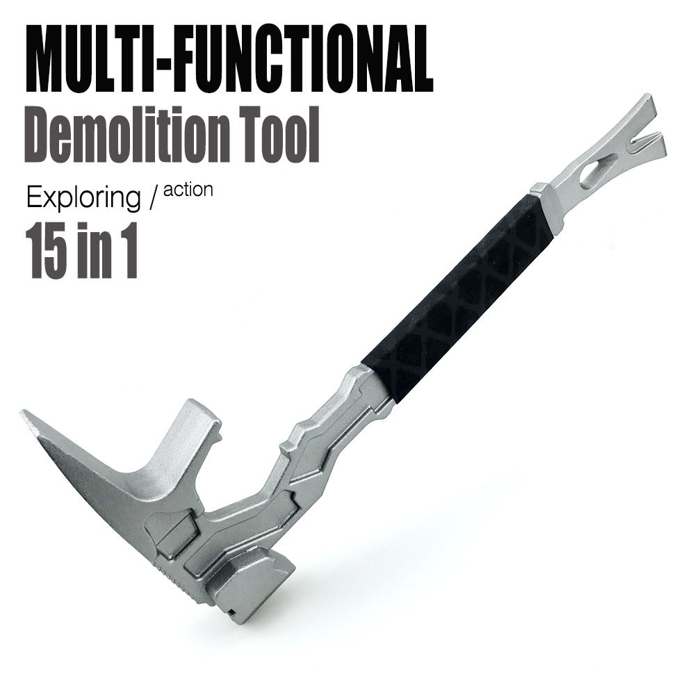 15-in-1 Demolition Tool with Forged Steel Head and Anti-Slip Handle for