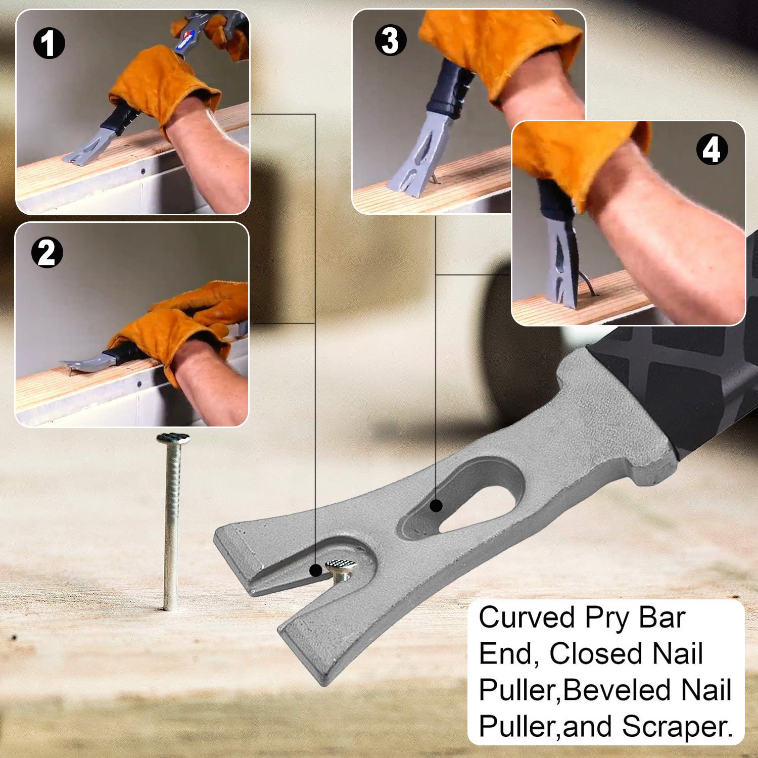 15-in-1 Demolition Tool with Forged Steel Head and Anti-Slip Handle for view 4