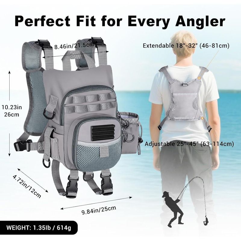 Lightweight Waterproof Fly Fishing Chest Pack with Multi-Pocket Storage and view 2