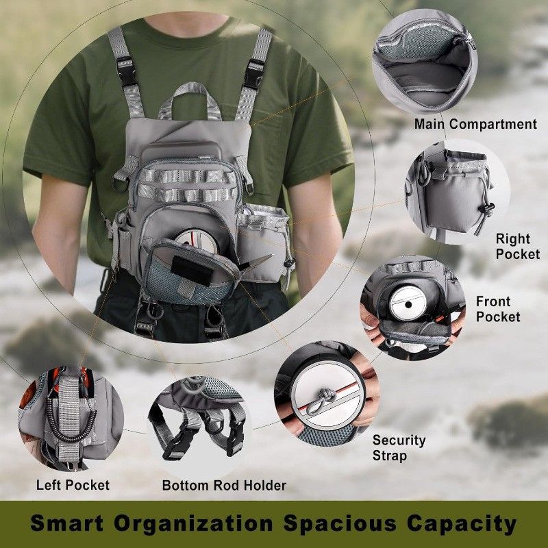 Lightweight Waterproof Fly Fishing Chest Pack with Multi-Pocket Storage and view 3