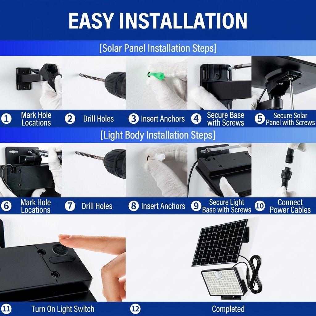 Split-Type Solar Powered Motion Sensor Floodlight with Detachable Panel view 15
