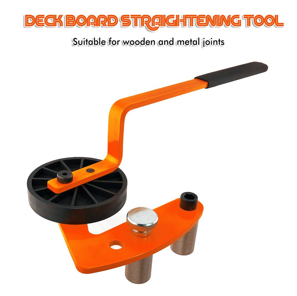 Deck Board Straightening Tool with Anti-Slip Handle and Hard Pressure Roller
