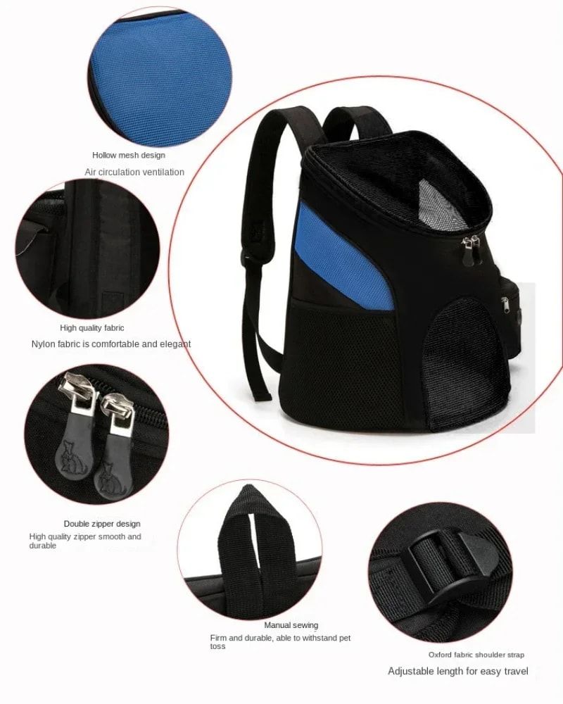 Comfortable hands-free pet carrier backpack with breathable mesh panels and view 4