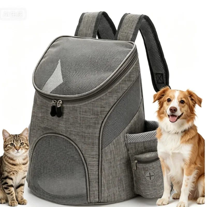 Comfortable hands-free pet carrier backpack with breathable mesh panels and view 3