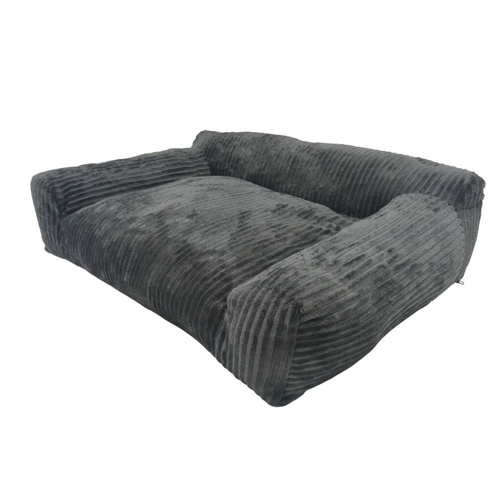 Soft Corduroy Pet Sofa Bed with Bolster Support for Cats and Small to Medium Dogs view 5