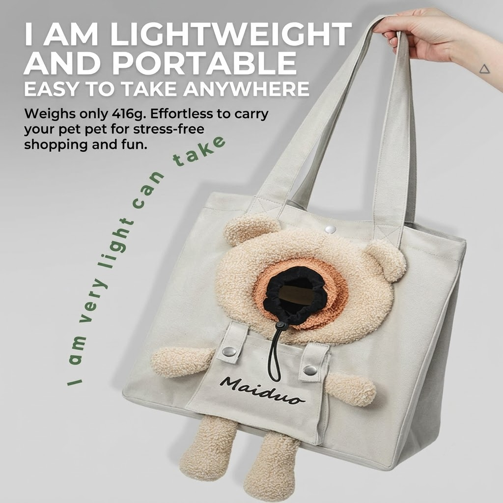 Adorable Bear-Shaped Pet Carrier Tote Bag – Lightweight view 3