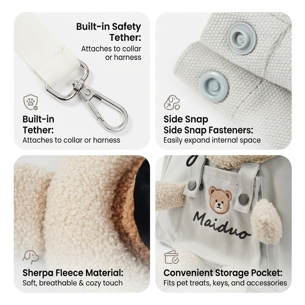 Adorable Bear-Shaped Pet Carrier Tote Bag – Lightweight view 4