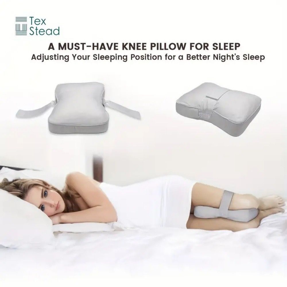 Sleeping Knee Pillow with Adjustable Strap – Contoured Leg Pillow for Side view 3