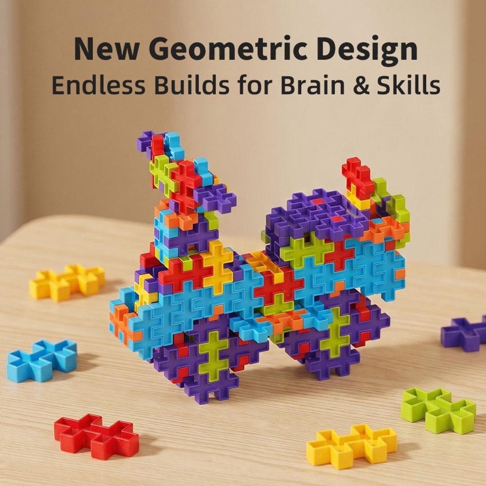 6-Color Mix Double Cross Building Blocks Set for Kids - Creative STEM Early view 2