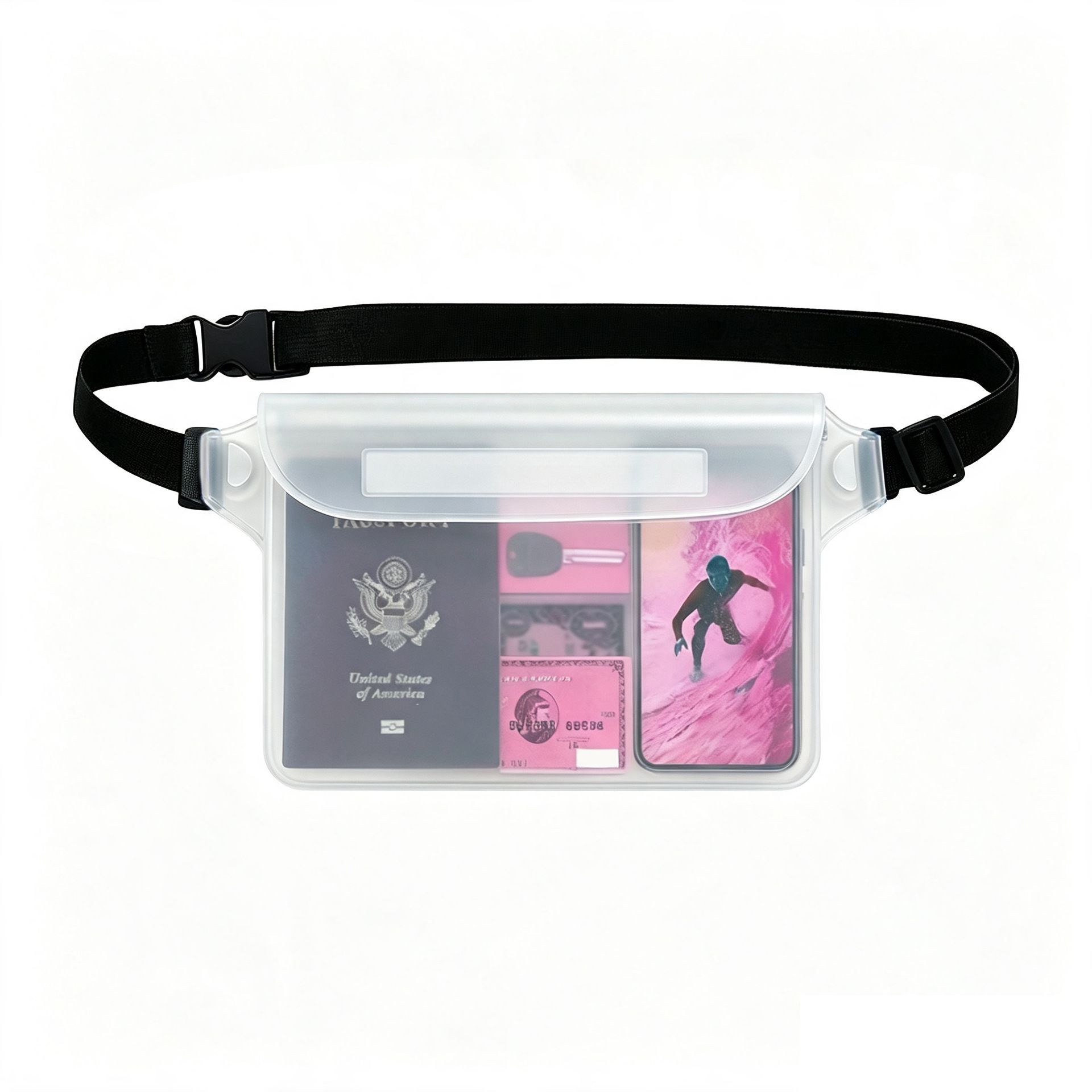 Waterproof PVC Waist Bag with Touchscreen Compatible Pouch for Skiing view 10
