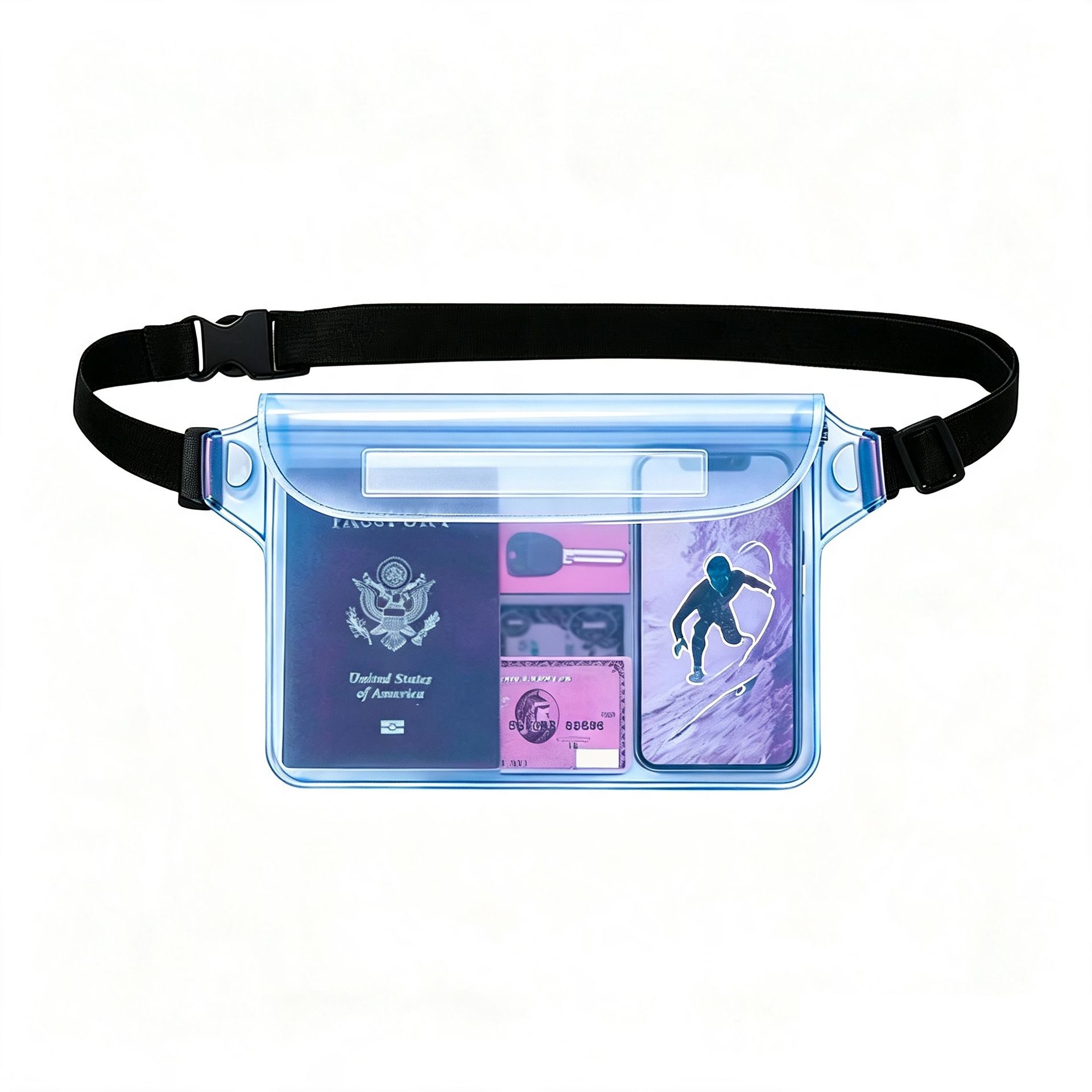 Waterproof PVC Waist Bag with Touchscreen Compatible Pouch for Skiing — image 1