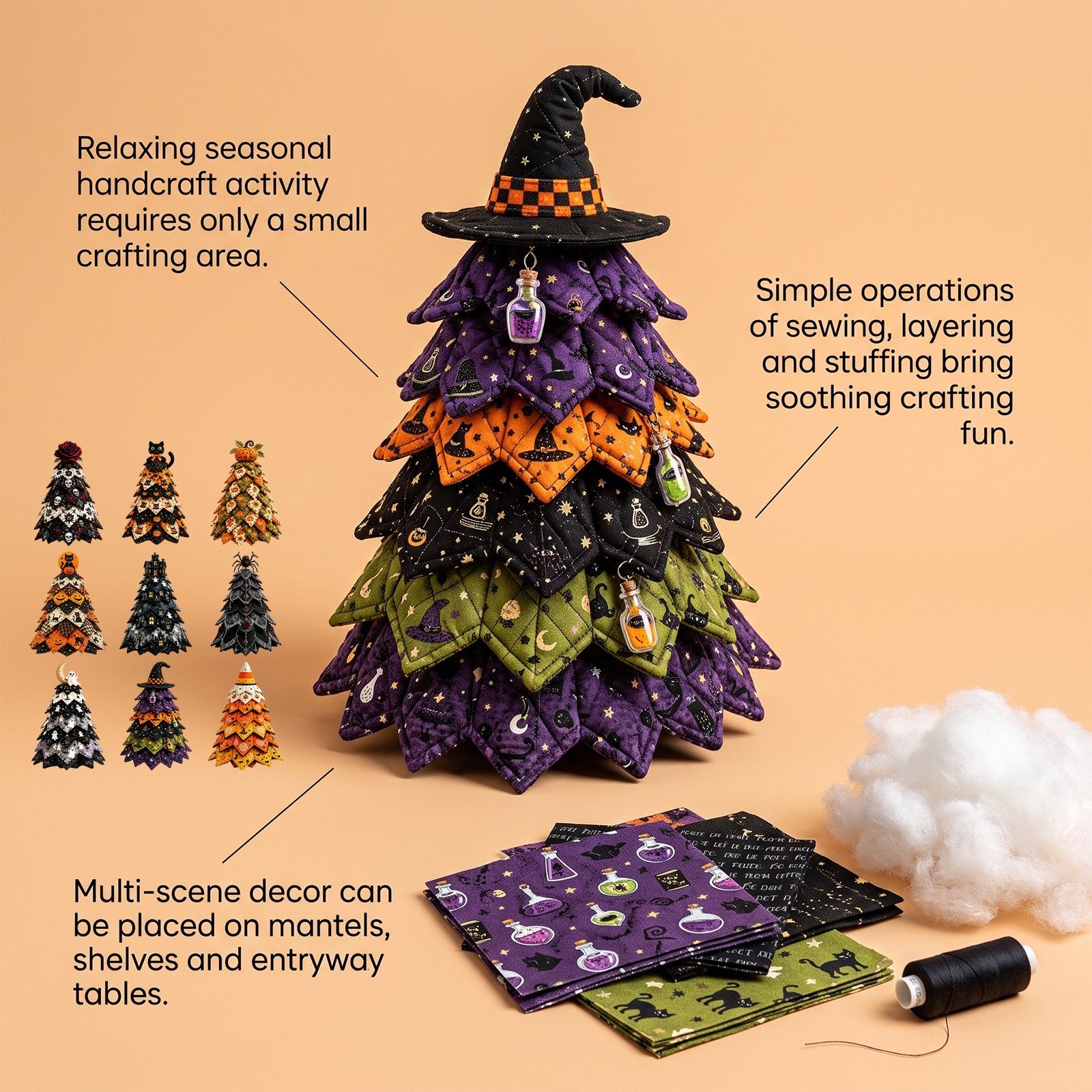 Spooky DIY Felt Halloween Tree Kit – Create a Whimsical Holiday Centerpiece view 12
