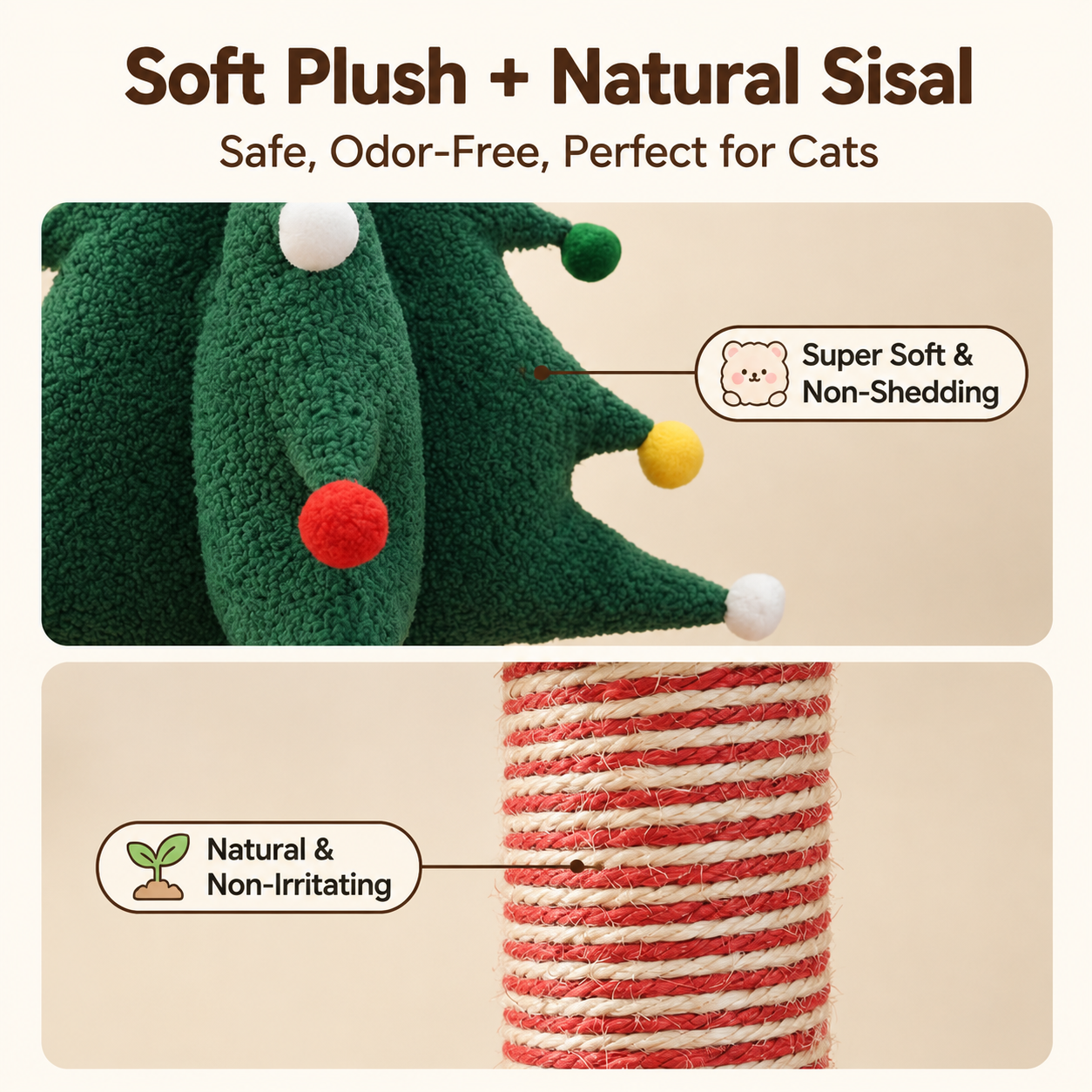Festive Christmas Tree Cat Scratcher and Cozy Hideaway Condo – All-in-One Cat view 5