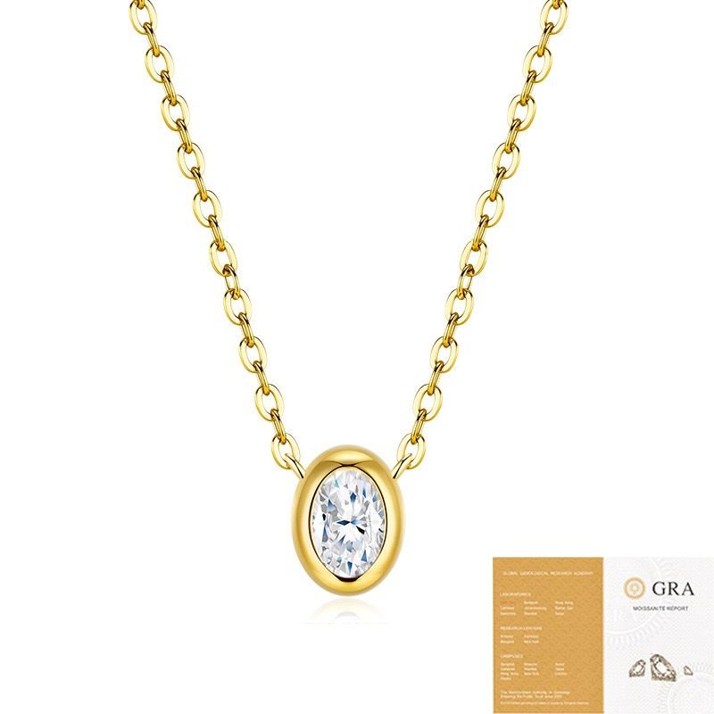 Elegant Moissanite Clavicle Necklace in 925 Silver with Gold Plating