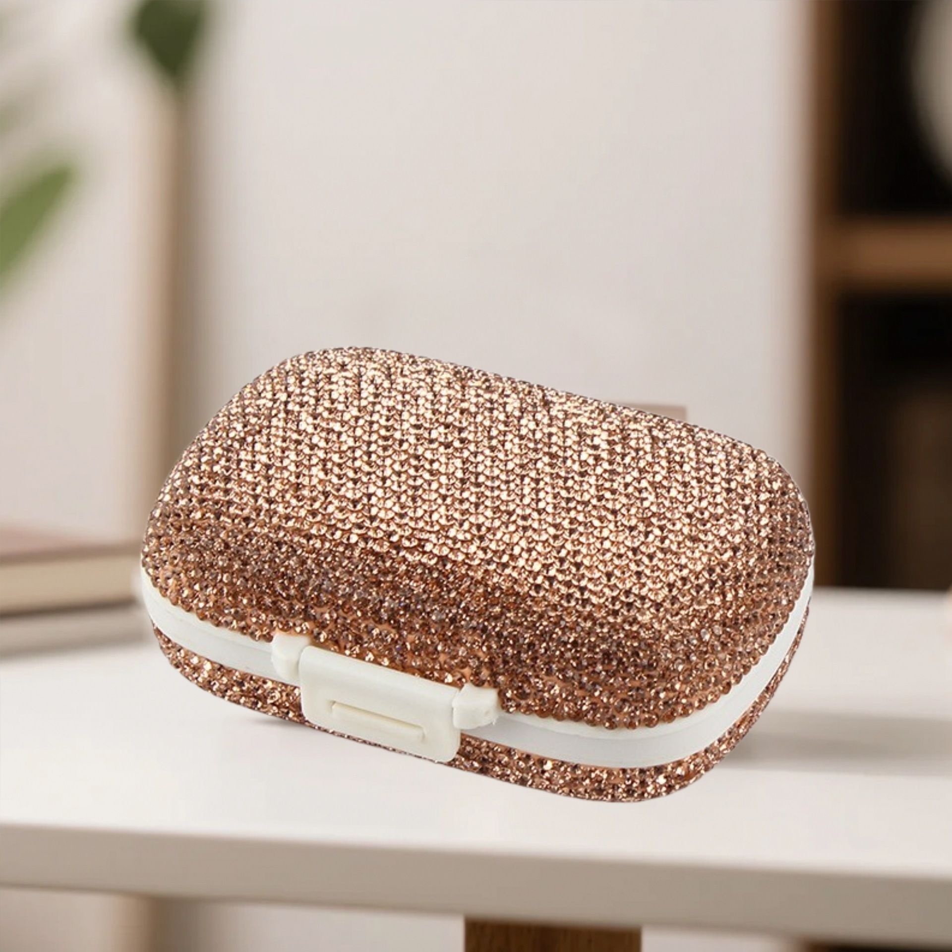 Portable Rhinestone Pill Organizer with 8 Compartments view 7