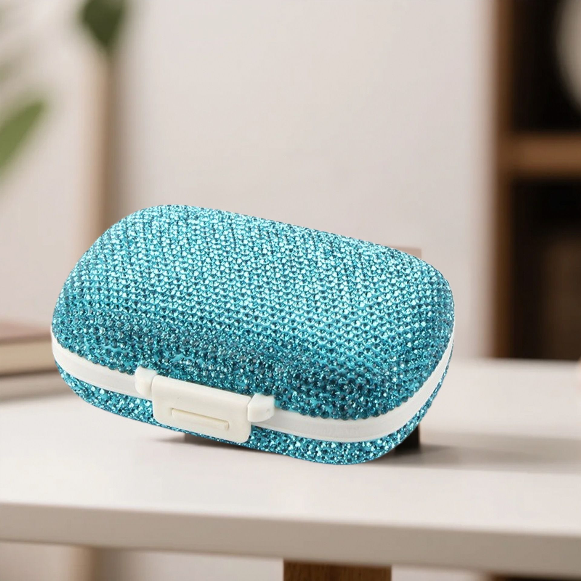 Portable Rhinestone Pill Organizer with 8 Compartments view 10