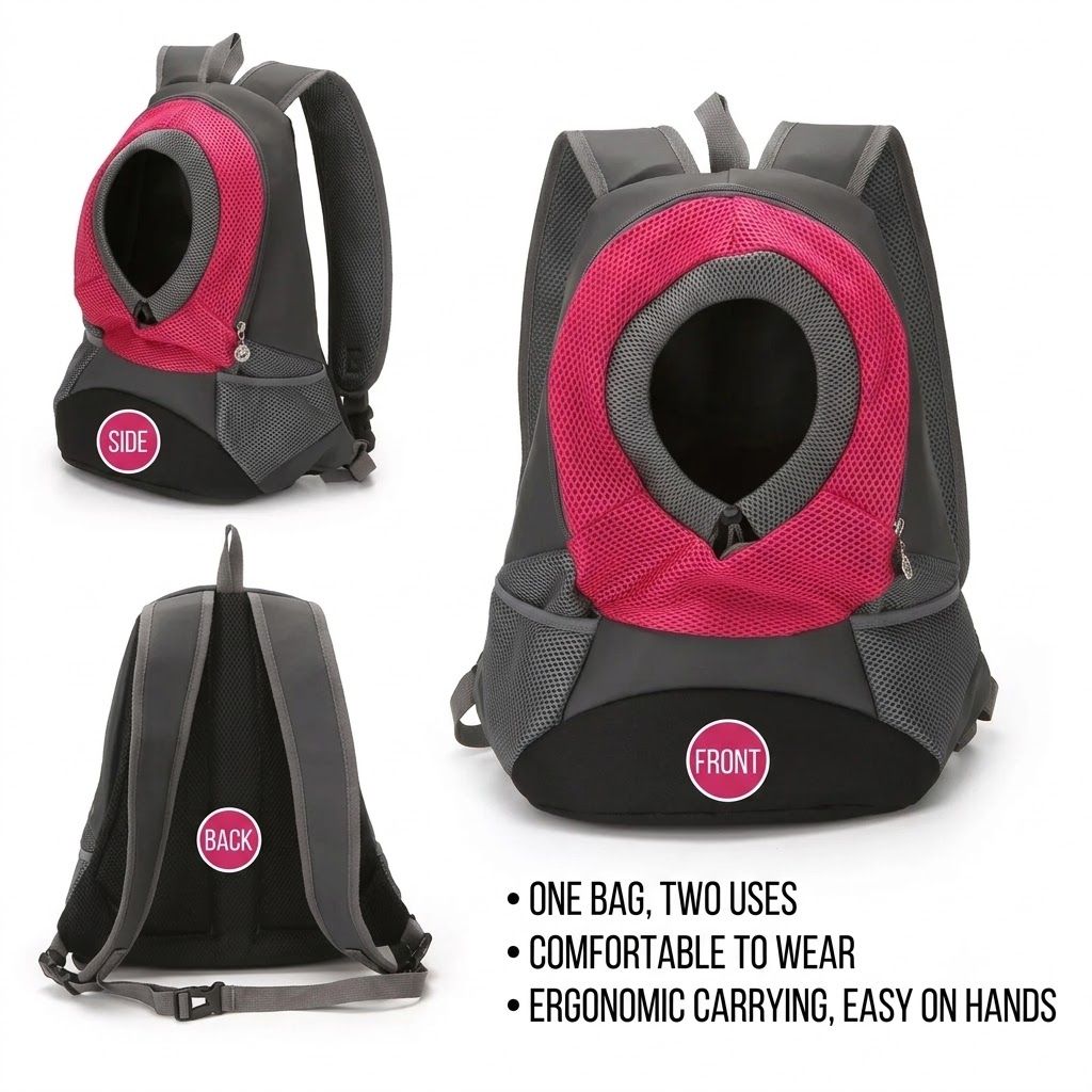Ventilated Small Pet Carrier Backpack – Hands-Free Nylon Travel Bag with view 4