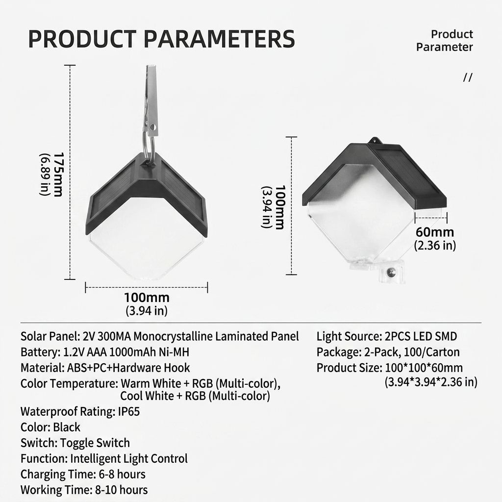 Solar Ice Brick Hanging Light with Auto Dusk-to-Dawn Sensor view 2