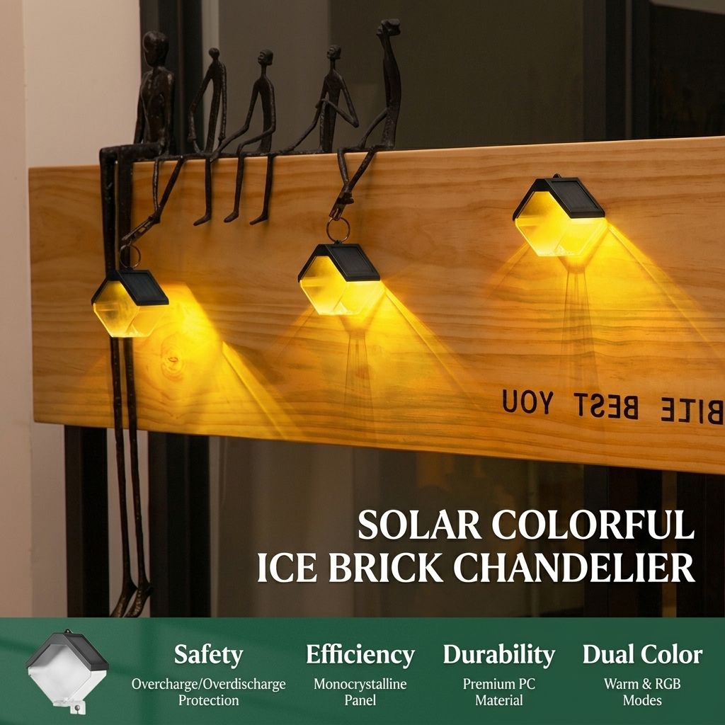 Solar Ice Brick Hanging Light with Auto Dusk-to-Dawn Sensor view 4
