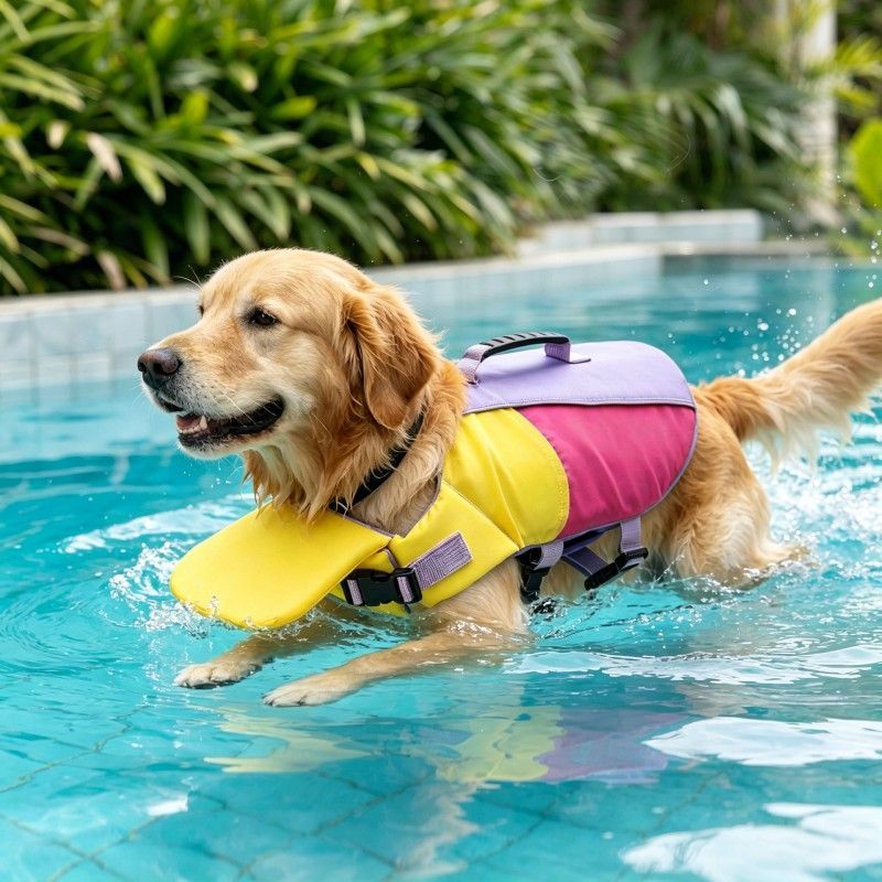Dog Life Jacket with Rescue Handle and Adjustable Straps view 8