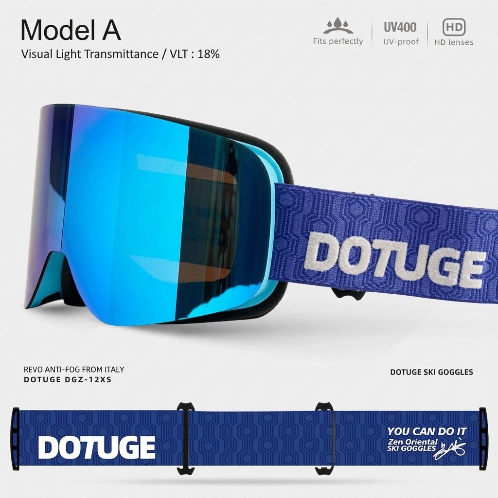 DOTUGE DGZ-12XS Ski Goggles with Italian REVO Coated Dual-Layer Anti-Fog Lens view 8