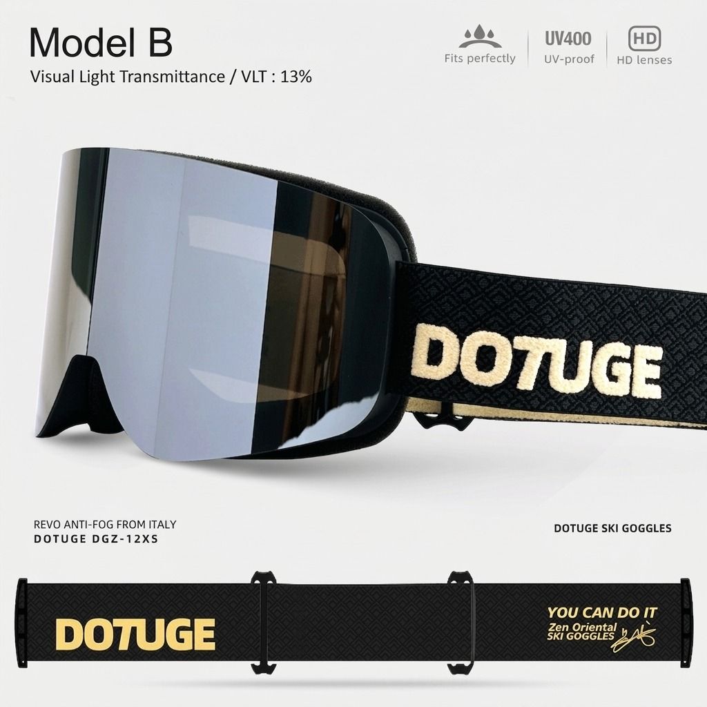 DOTUGE DGZ-12XS Ski Goggles with Italian REVO Coated Dual-Layer Anti-Fog Lens view 9