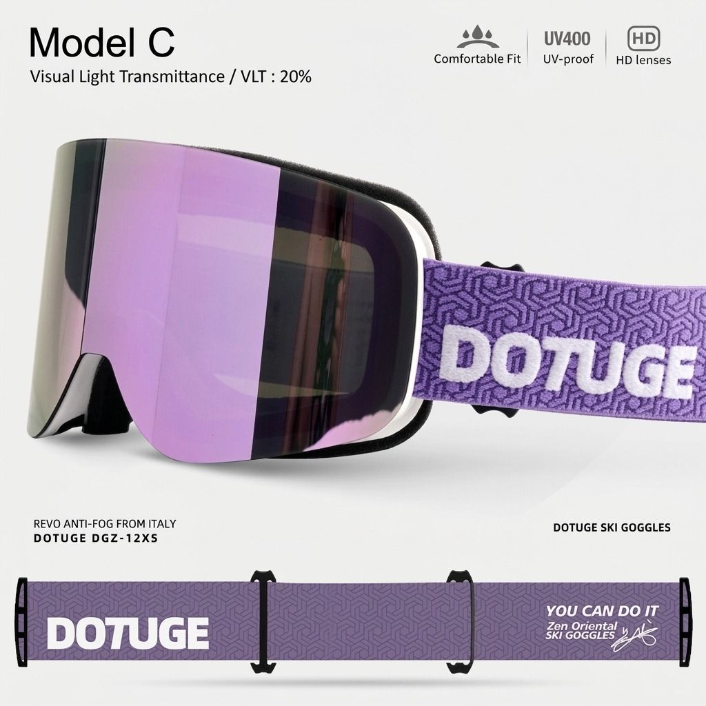 DOTUGE DGZ-12XS Ski Goggles with Italian REVO Coated Dual-Layer Anti-Fog Lens view 10