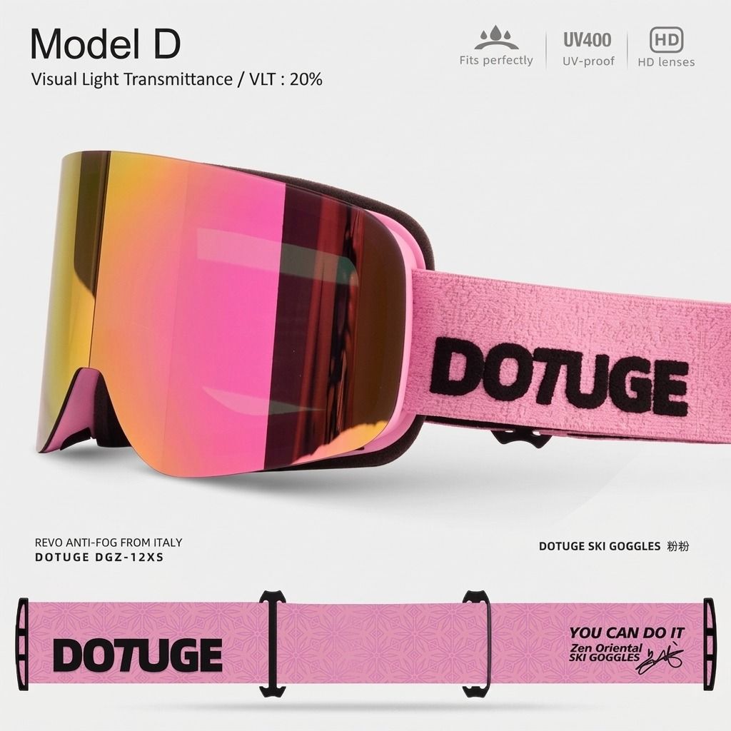 DOTUGE DGZ-12XS Ski Goggles with Italian REVO Coated Dual-Layer Anti-Fog Lens view 11