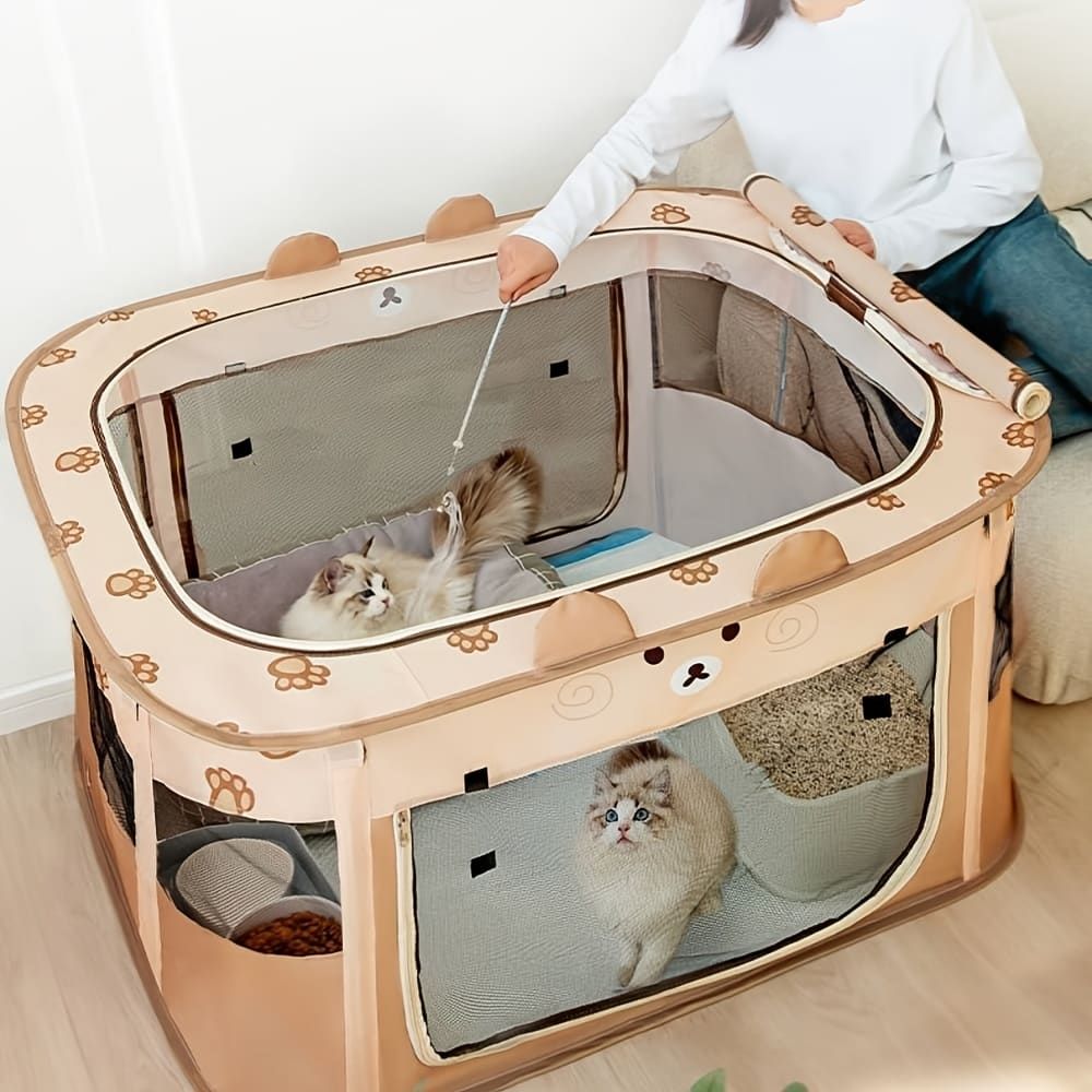 Foldable Pet Playpen with Zippered Top view 2