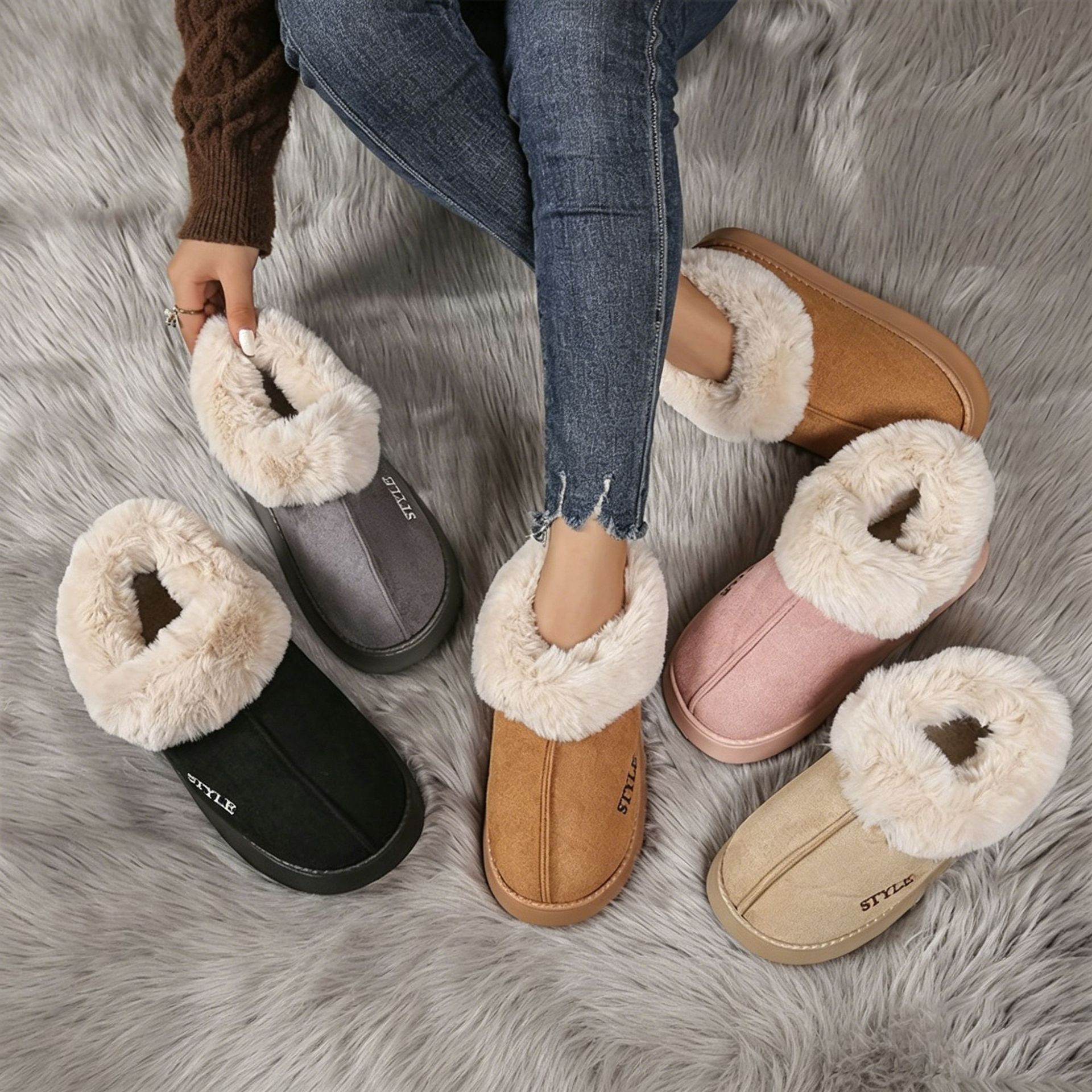 Cozy Winter House Slippers with Thick Sole view 3