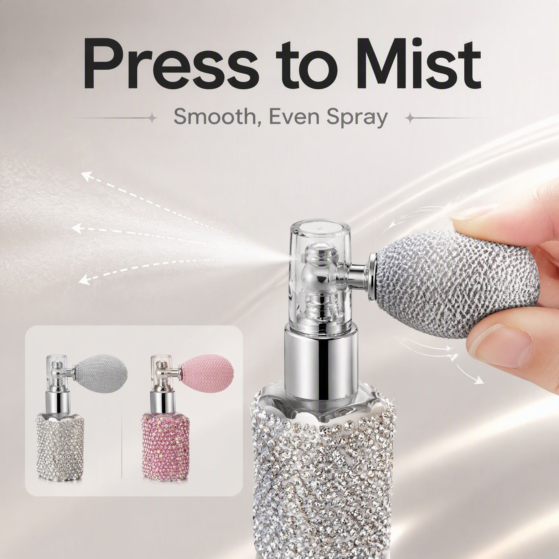 Rhinestone Airbag Perfume Atomizer Refillable Glass Spray Bottle Portable view 5