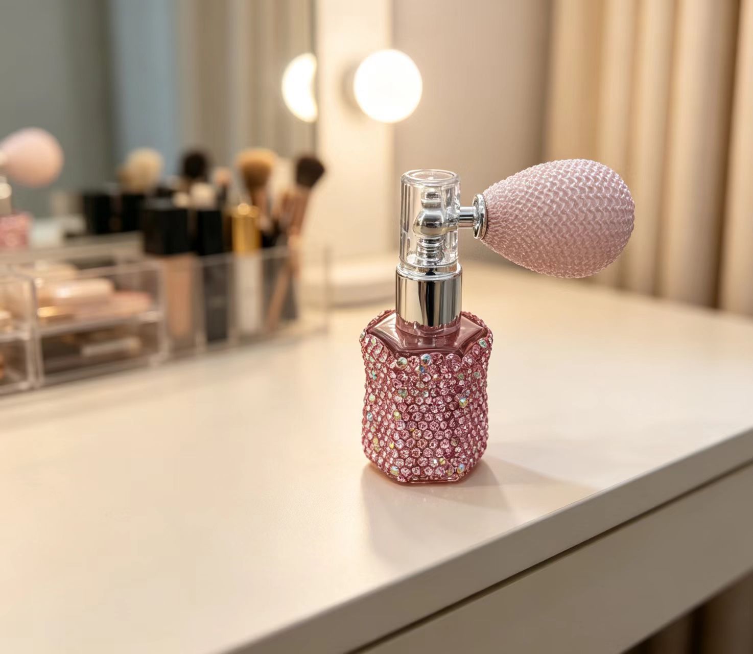 Rhinestone Airbag Perfume Atomizer Refillable Glass Spray Bottle Portable view 9